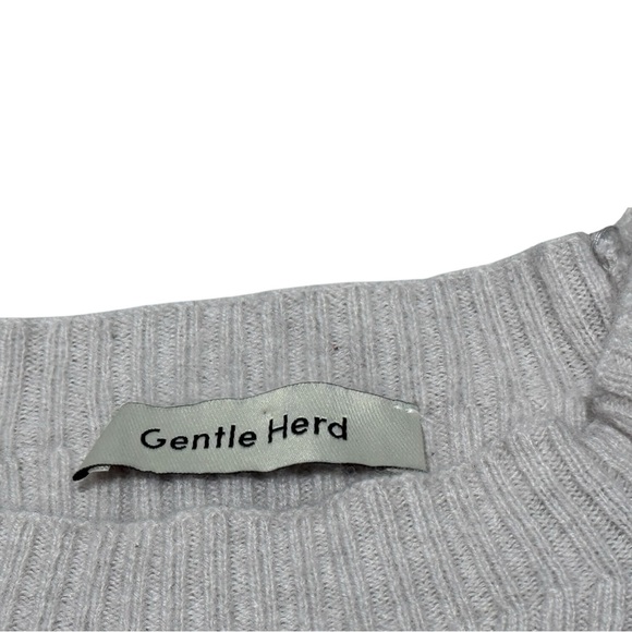 Gentle Herd 100% Wool Ribbed Sweater Size M Gray Long Sleeve Crewneck Knit Top - Picture 7 of 8
